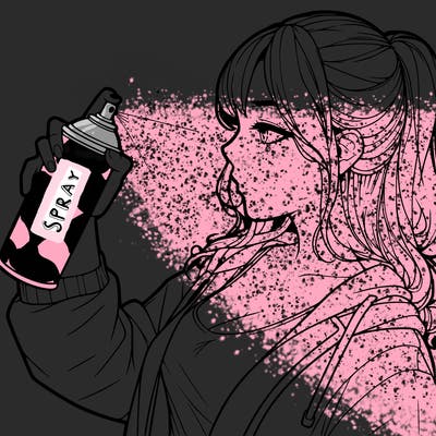 a realistic girl spray, painting