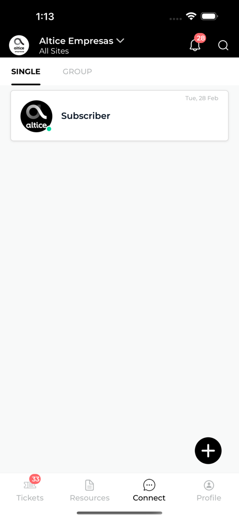 Altice - Remote Assistance - Interface of the Altice Remote Assistance app showing the connect section with a subscriber contact card