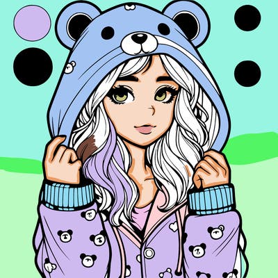 realistic girl in a animal pjs hoodie