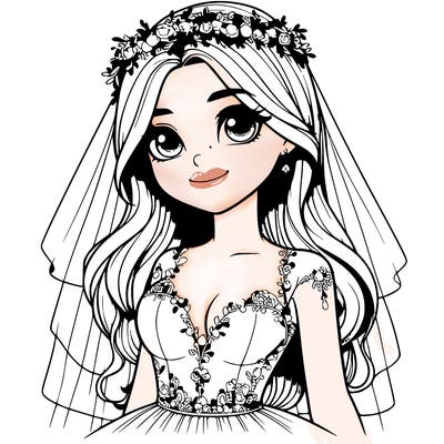 realistic girl in a wedding dress