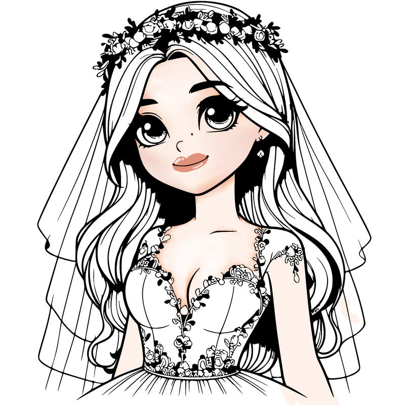 realistic girl in a wedding dress