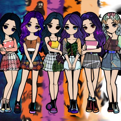 a group of girls realistic