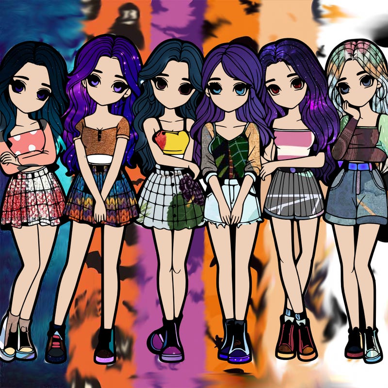 a group of girls realistic