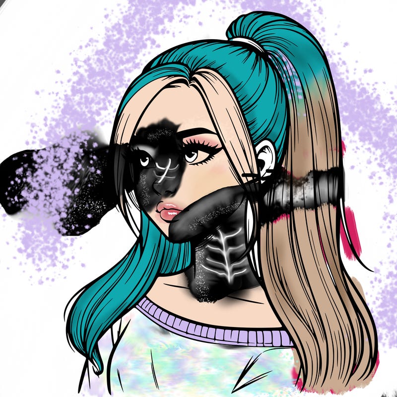 realistic girl with a high ponytail