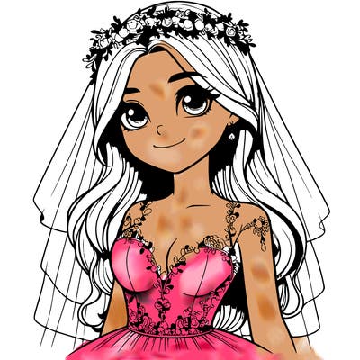 realistic girl in a wedding dress