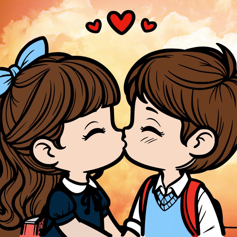 boy and girl kissing