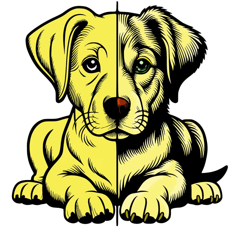 realistic dog split picture