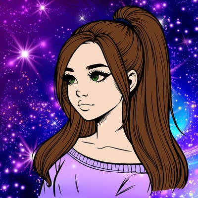 realistic girl with a high ponytail