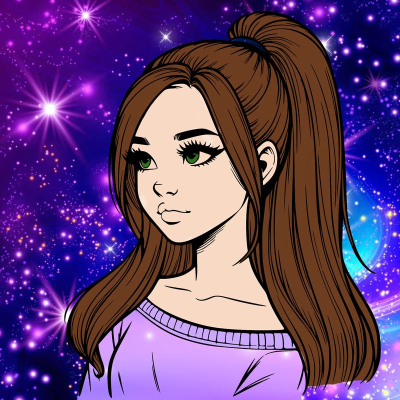 realistic girl with a high ponytail