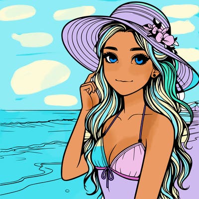 beach realistic girl