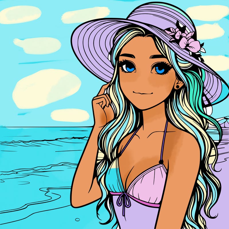 beach realistic girl
