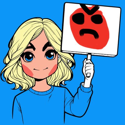 realistic girl holding up a sign