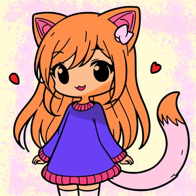 girl with cat ears and tail