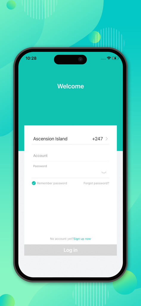 Morecam - Morecam app welcome and login screen showing user account and password input fields on a mobile device