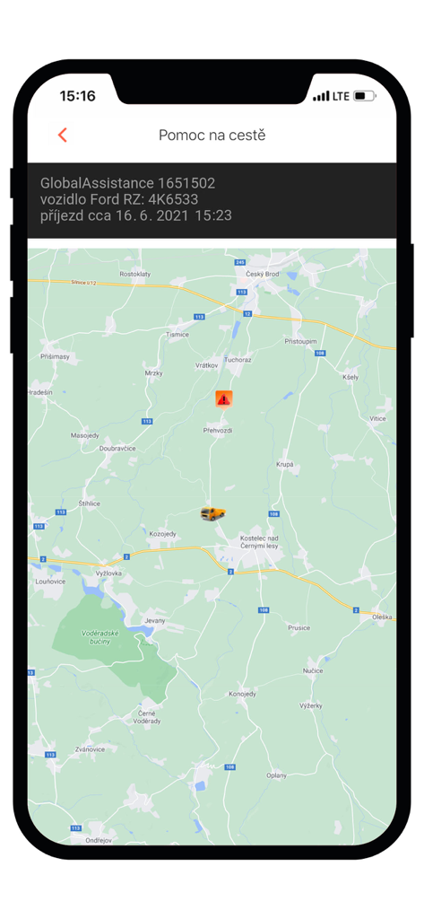 Pillow insurance - Real-time map tracking for roadside assistance in the Pillow insurance mobile app