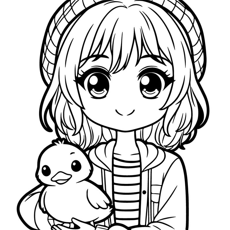 a cute teenage girl holding a duck