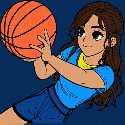realistic girl playing basketball
