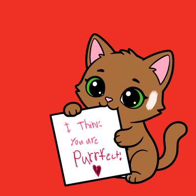 a small cat with a blank sheet of paper in its hand. the cat is sooooooo cute!