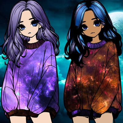 realistic girl with baggy sweater