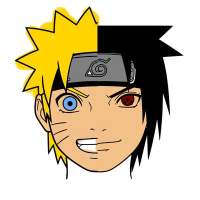 naruto  and saskue face split
