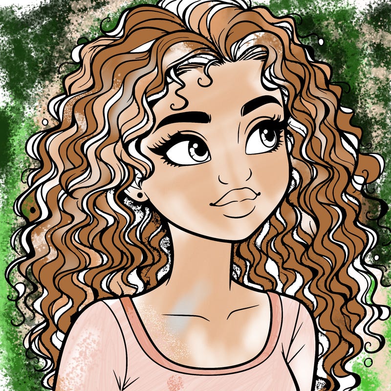 realistic girl with curly hair