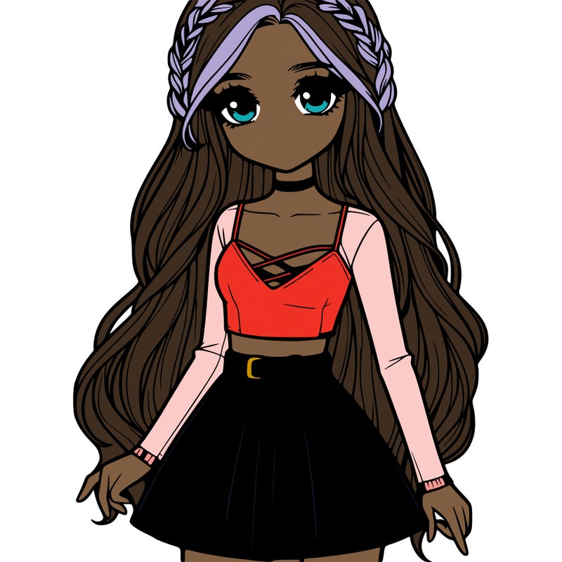 realistic girl with a leather skirt