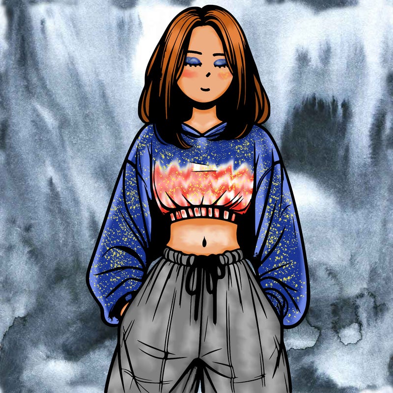 realistic girl faceless with baggy pants and a crop top