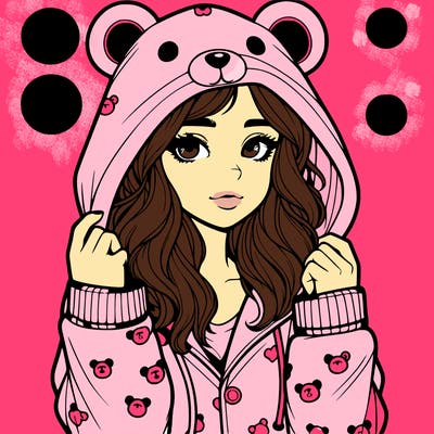 realistic girl in a animal pjs hoodie