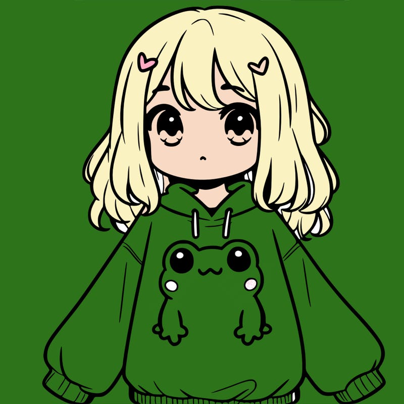 girl wearing frogging sweatshirt