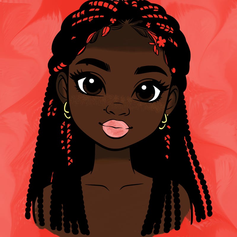 a realistic black girl with braids