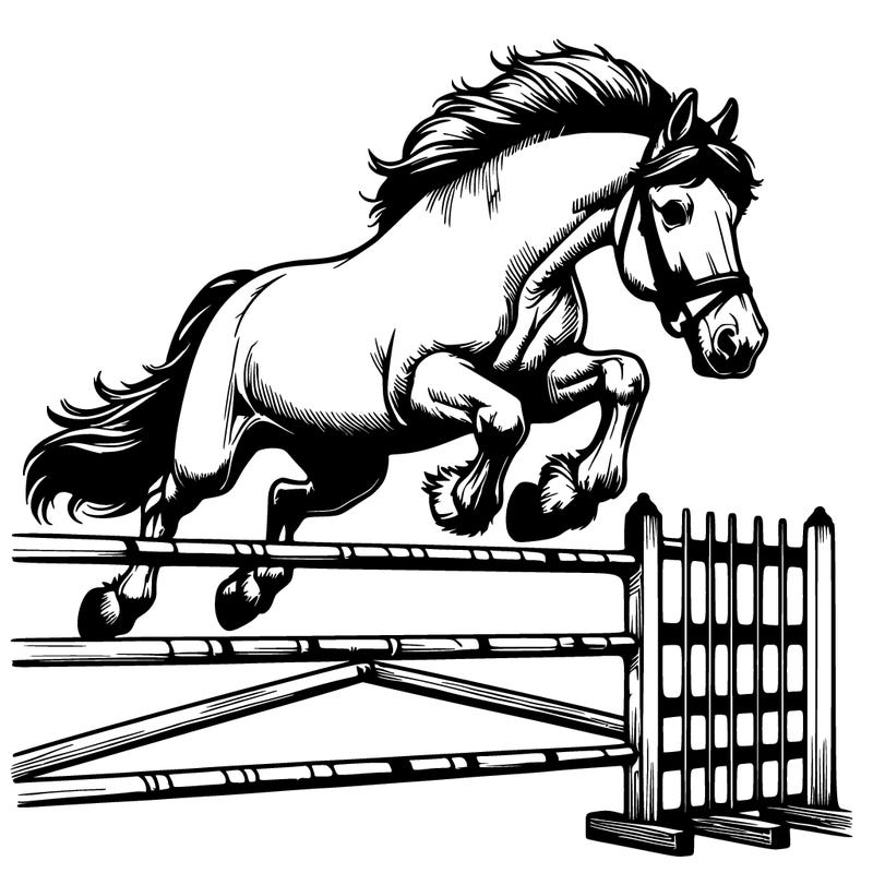 realistic horse jumping