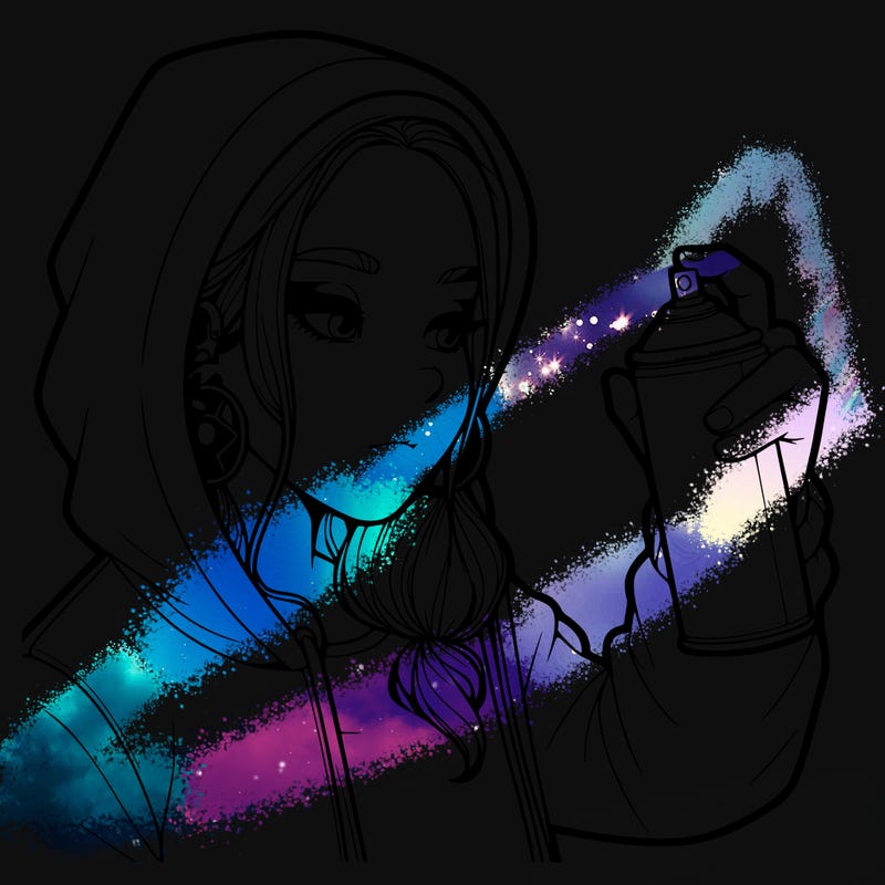 a realistic girl, spray painting