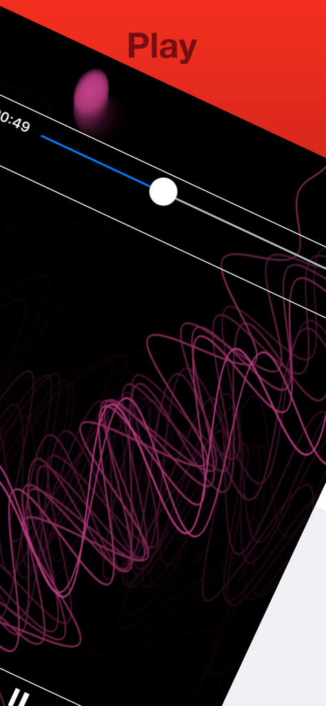 USB Disk Pro - Audio player interface in USB Disk Pro showing a pink sound wave visualizer and progress bar