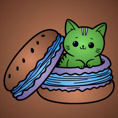 cat in a macaron