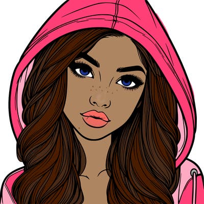 realistic beautiful girl with a hood on