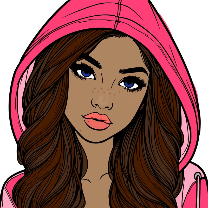 realistic beautiful girl with a hood on