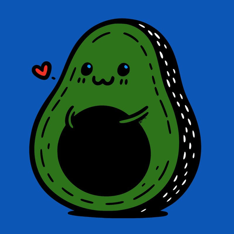 an avocado hugging an avocado
