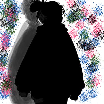 realistic girl with a oversized sweatshirt on and a bun