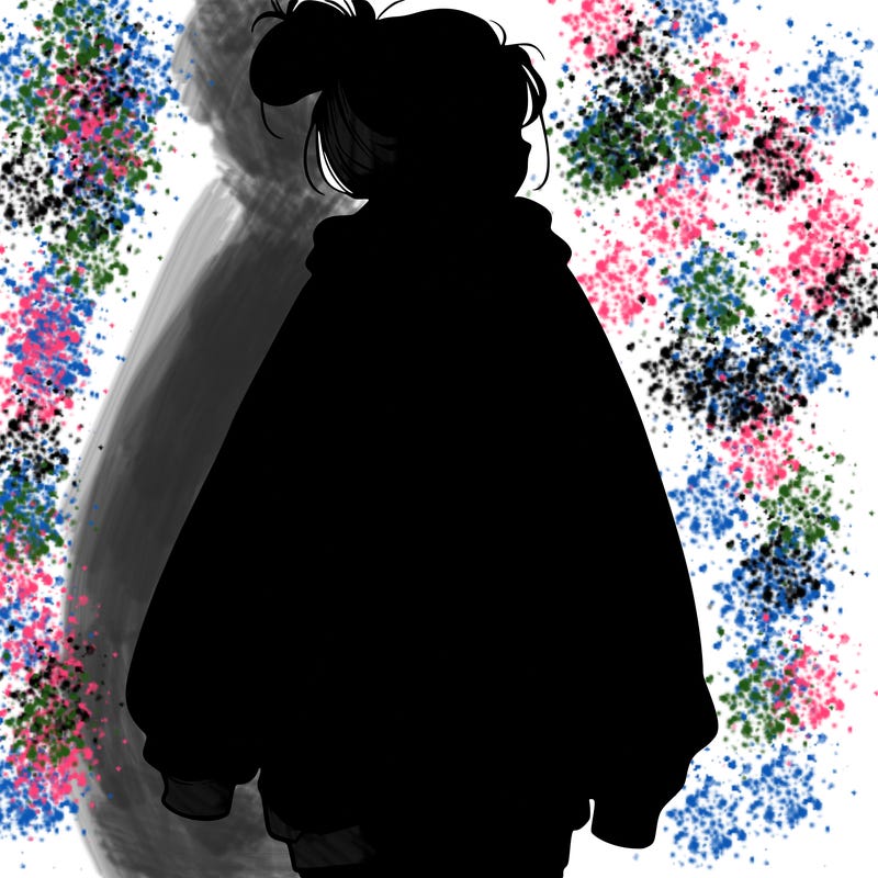 realistic girl with a oversized sweatshirt on and a bun