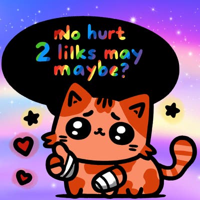 cute cat thats been hurt saiying 2 likes maybe