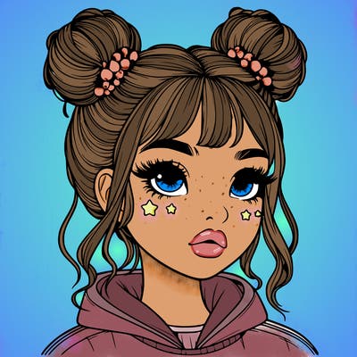 realistic girl with space buns
