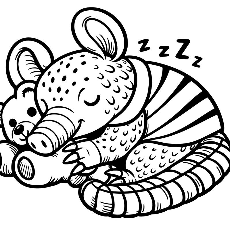 an armadillo sleeping on a teddy