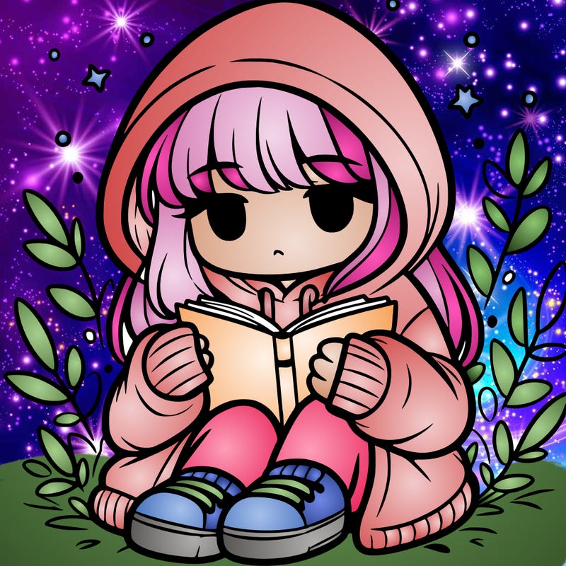 girl in oversized hoodie reading a book