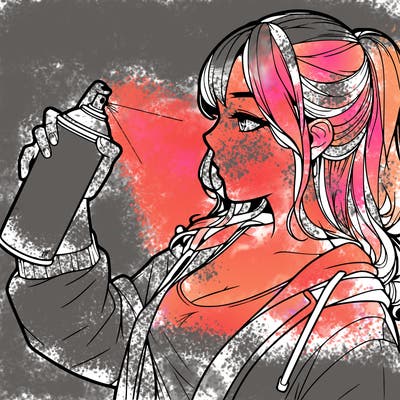 a realistic girl spray, painting