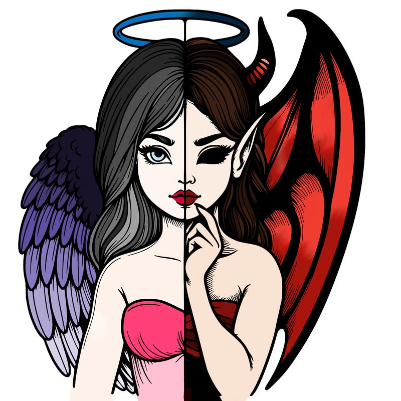 realistic angel half demon