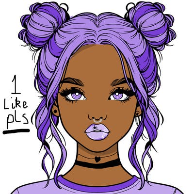 realistic girl with two buns in hair and lips