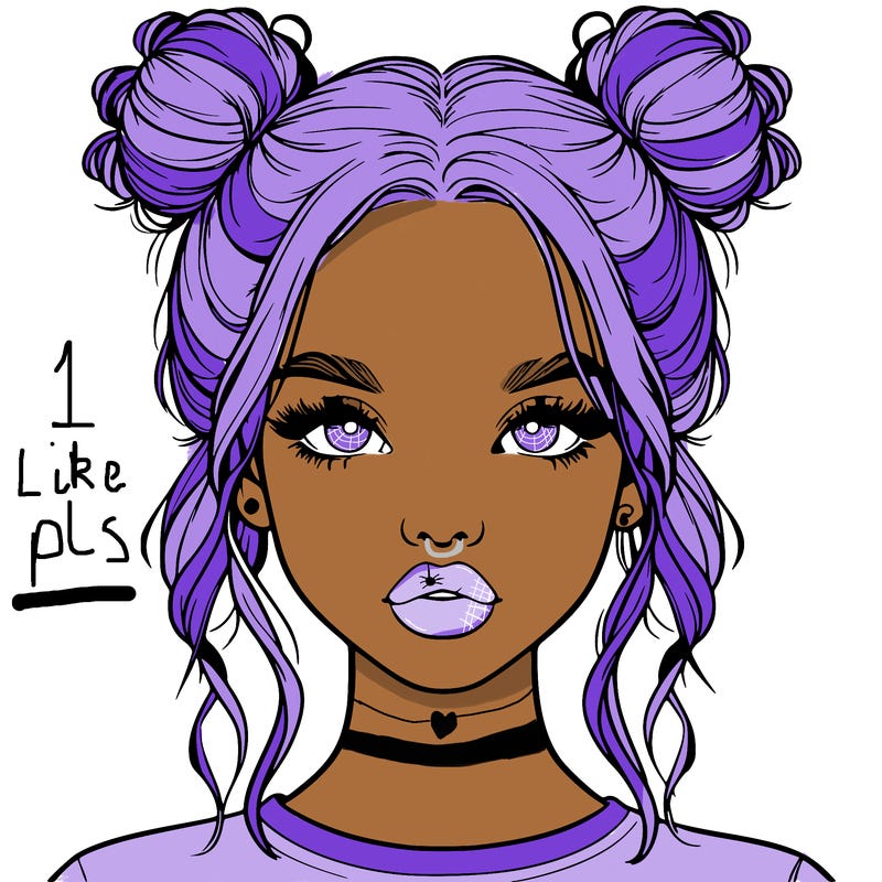 realistic girl with two buns in hair and lips