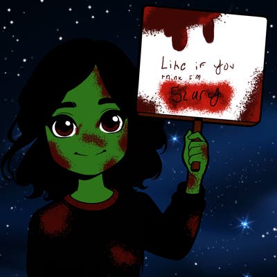 realistic girl holding up a sign