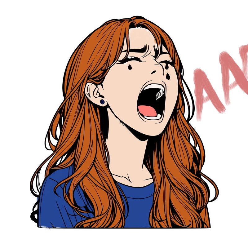 screaming realistic, girl