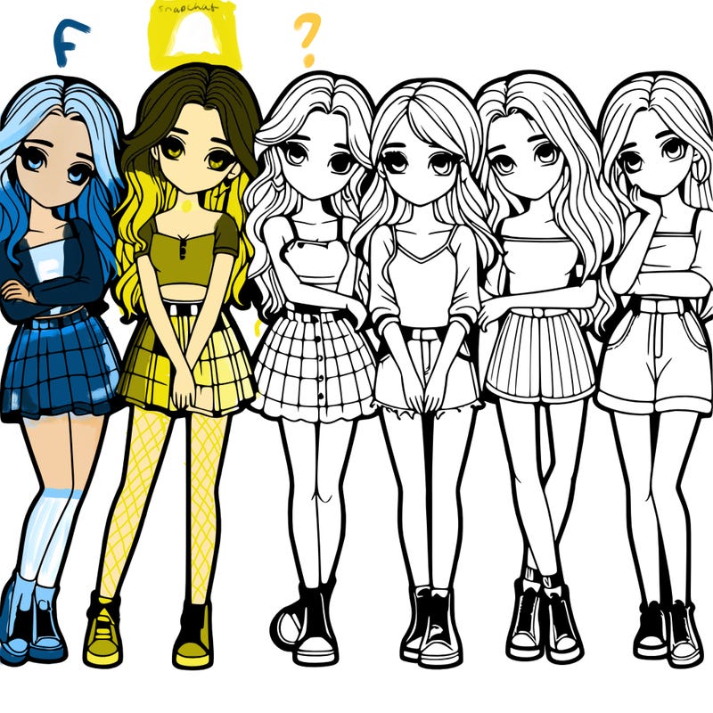 a group of girls realistic